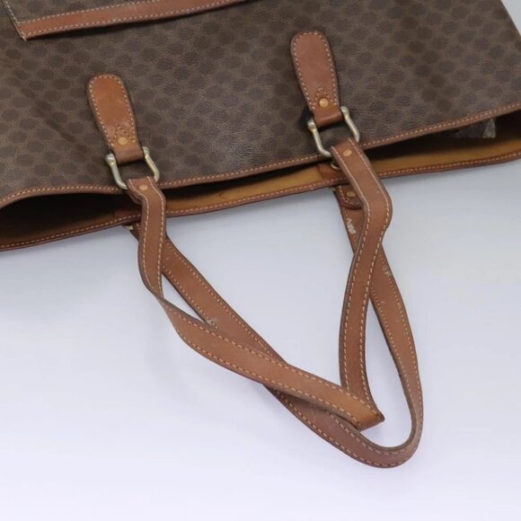 CELINE Macadam Canvas Tote Bag Brown Gold Auth 124118 - Picture 8 of 14